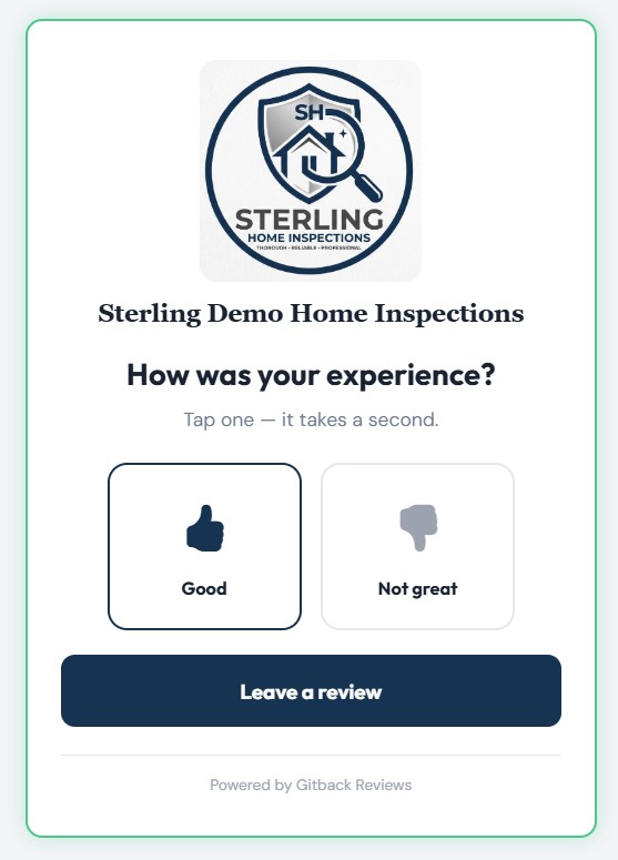 BidEcho post-job Google review request — short branded SMS or email sent when the job closes successfully